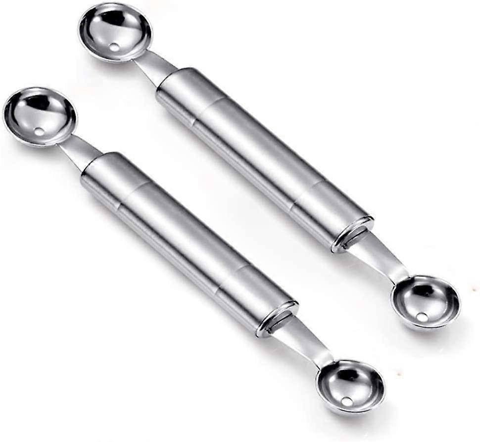 2 stykker melonske, multifunktionskøkkenværktøj i rustfrit stål, rustfrit dobbeltsidet