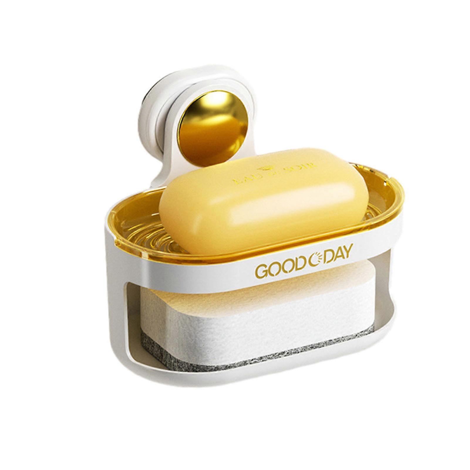 Vertical Horizontal Soaps Box with Sponge Easy-install Draining Soaps Storage Box