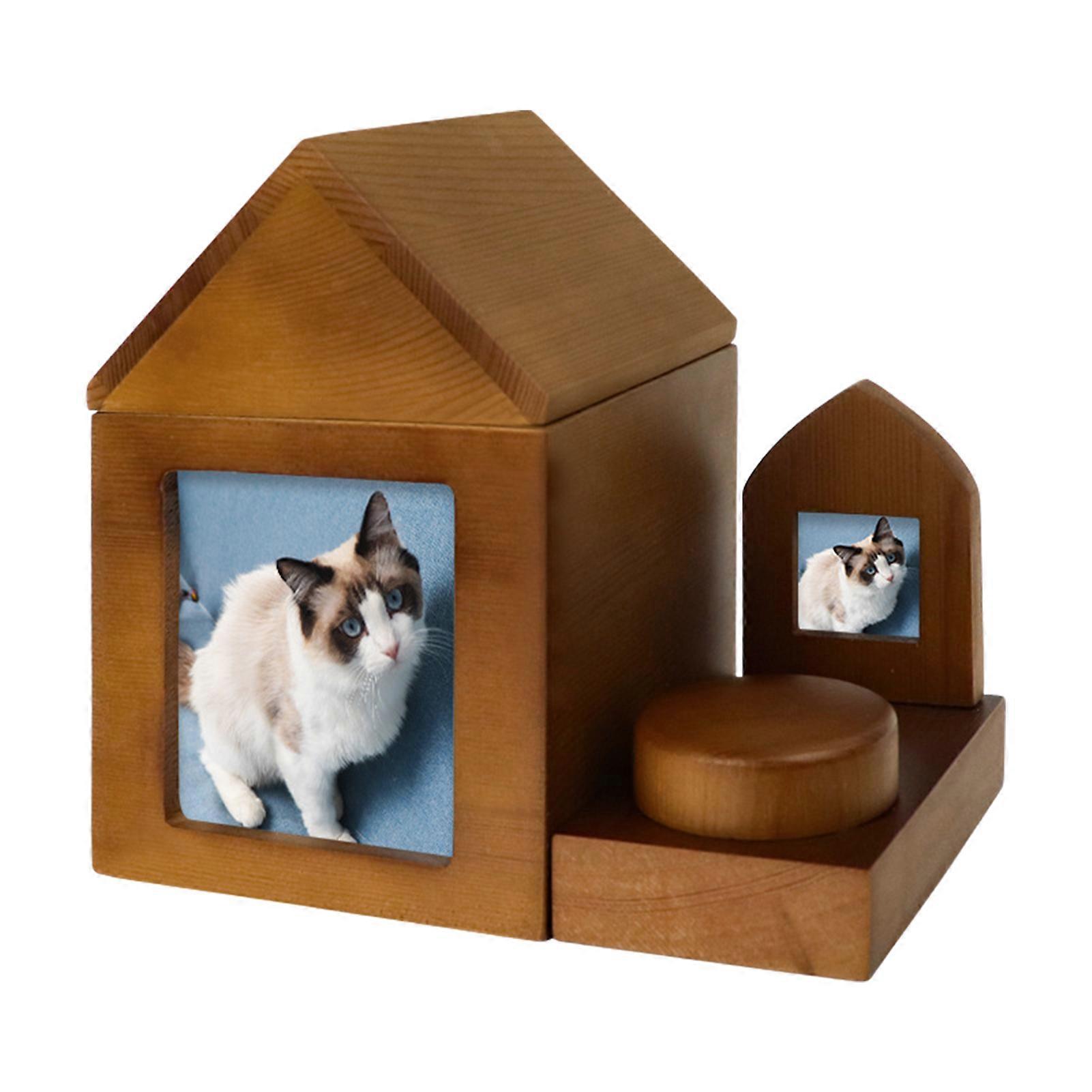 Memorial Urn for Ashes Large Capacity for All Pets Unique Design with Photo Frame Wood Color