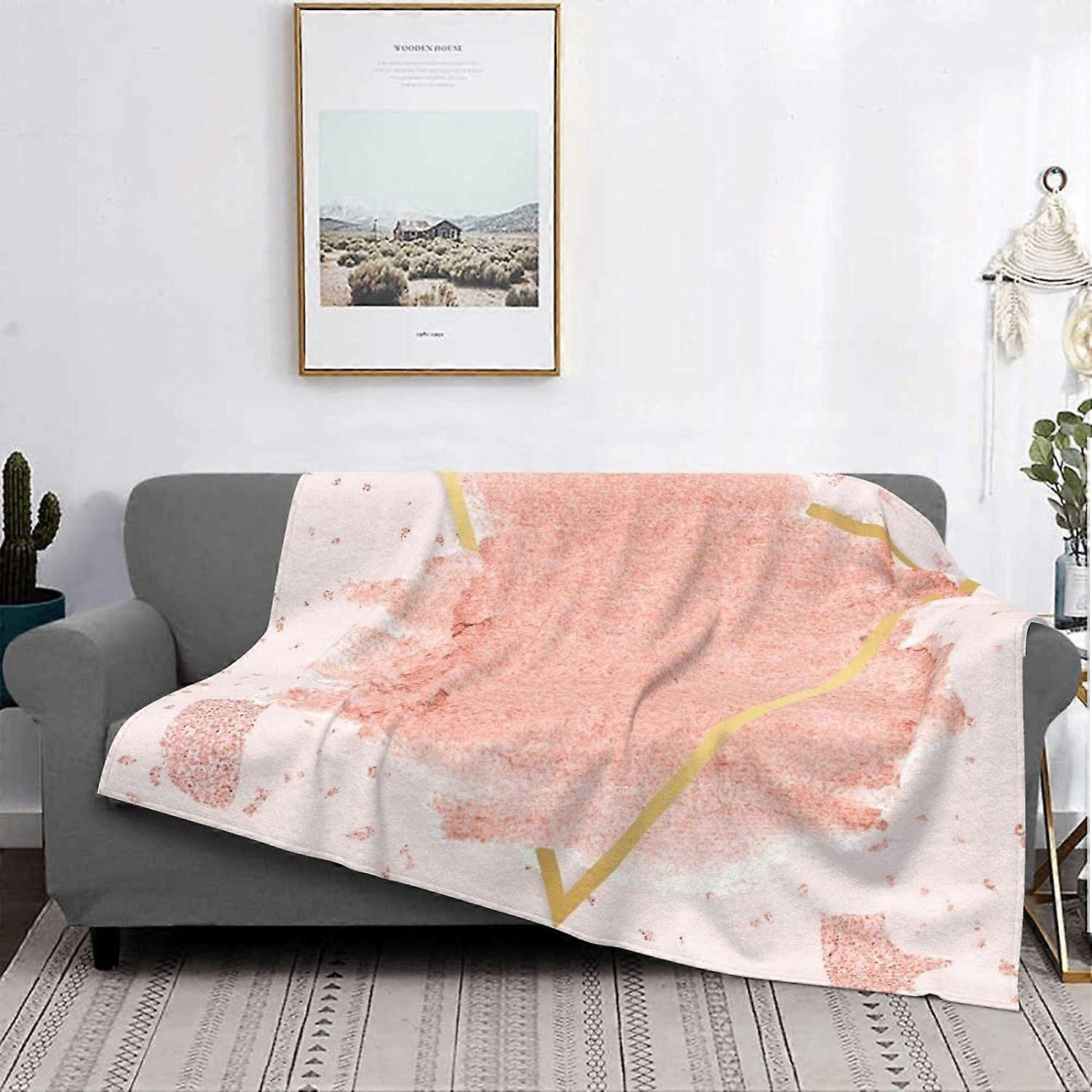 Blanket Pastel Pink Paint With A Gold Triangle Warm Flannel Fleece Plush Soft Sofa Throw Blanket As Bed Cover/Bed Sheets-WSDE445