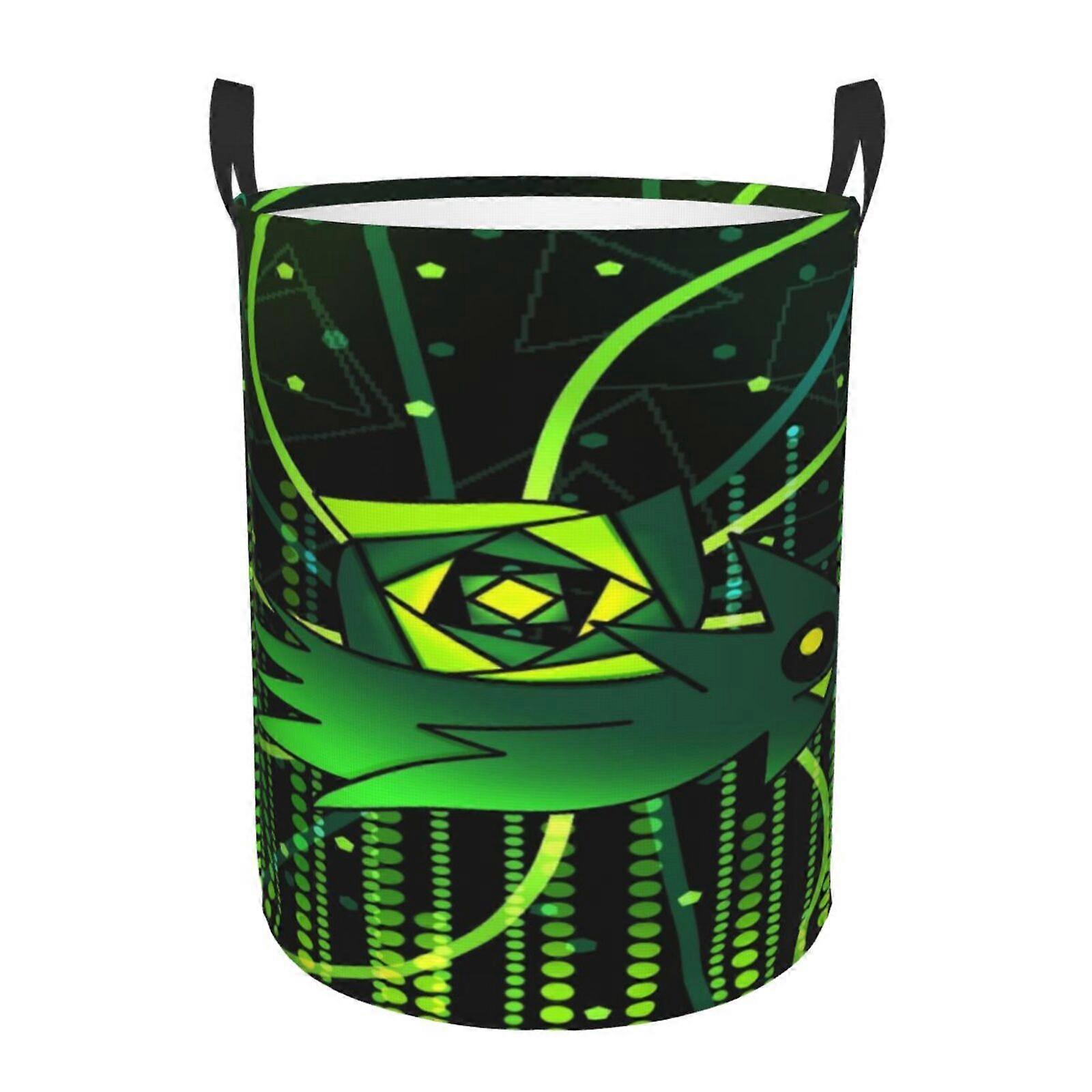 Geometry Dash 3d Graphic Flame Laundry Basket Fire Flame Clothes Hamper Storage With Handle-SYS27956