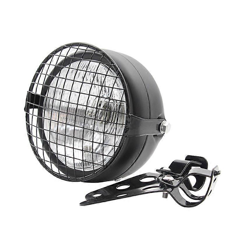 Retro Vintage Motorcycle Universal Side Mount 35W 6.5 Inch Transparent Headlight Cafe with Grille +