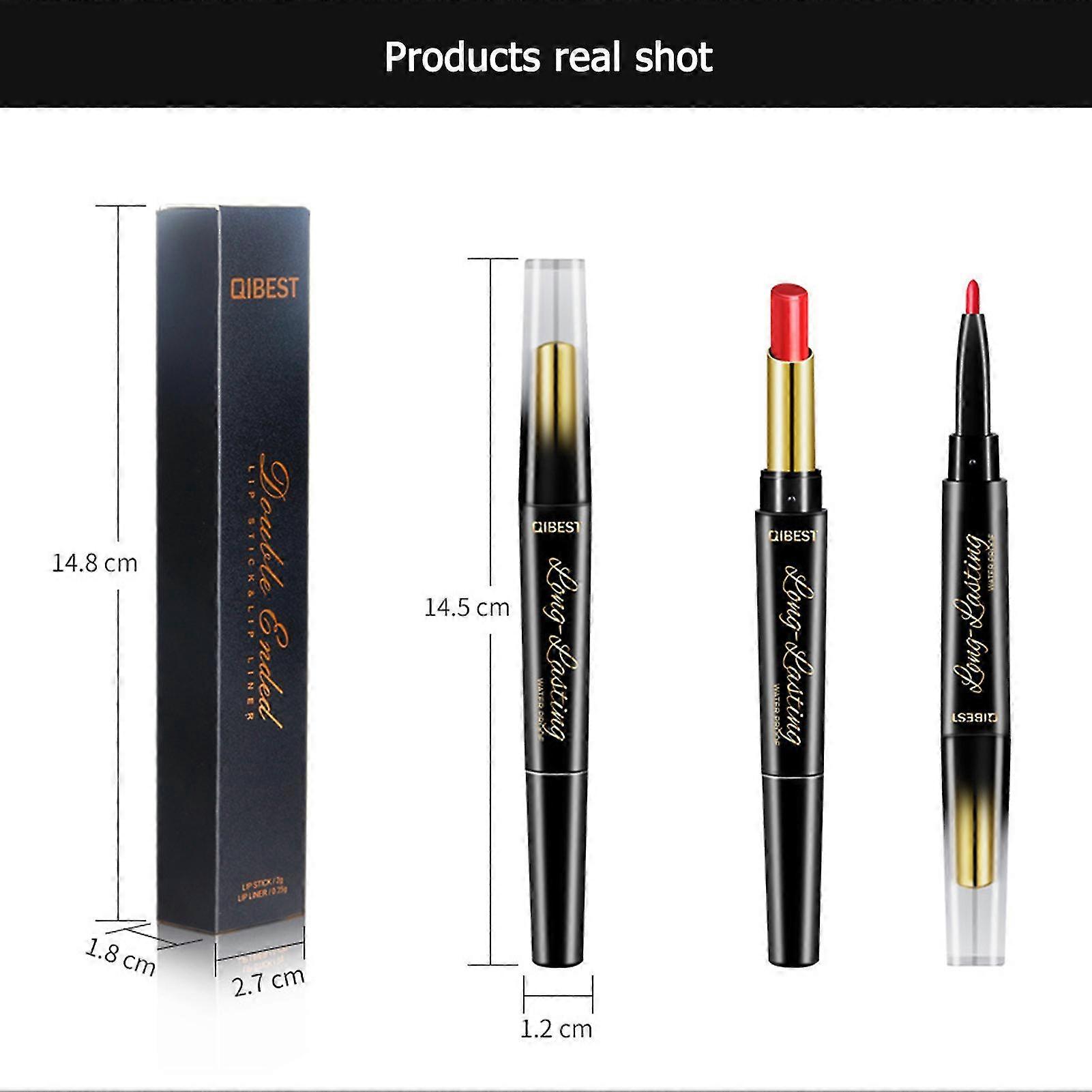 Double-head Lipstick Pen Moisturizing Matte Lipstick + Lip Liner Rotating Lip Liner L18074(12#)