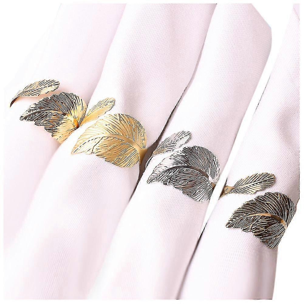 12pcs Feather Napkin Ring Napkin Buckle Cloth Ring Table Decoration