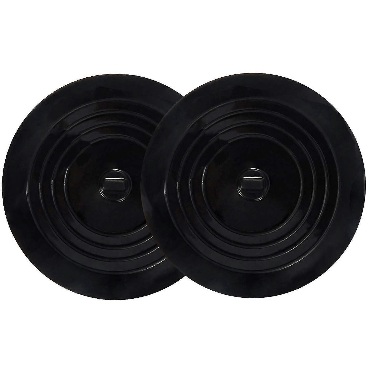Large Silicone Drain Plug Hair Plug Flat Suction Cup Bath Plug (2 Pieces Black)