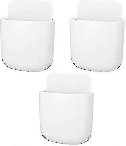 3 Pcs Remote Control Holders Wall Mount Office Storage Boxes (white)
