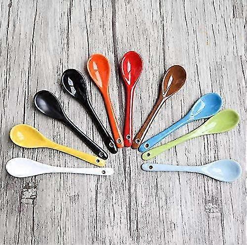 5" Ceramic Soup Spoons Porcelain Spoons For Coffee, Tea, Set Of 8 (assorted Colors)