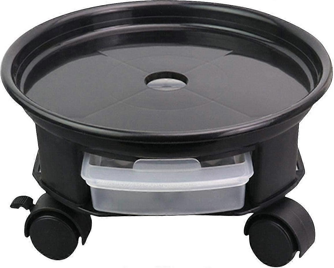 Removable Flowerpot Base, With Pulley And Wheel Tray Type Brake Drawer Universal Thickened Round Plastic Flowerpot Base, Black #3 - Inner Diameter 30c