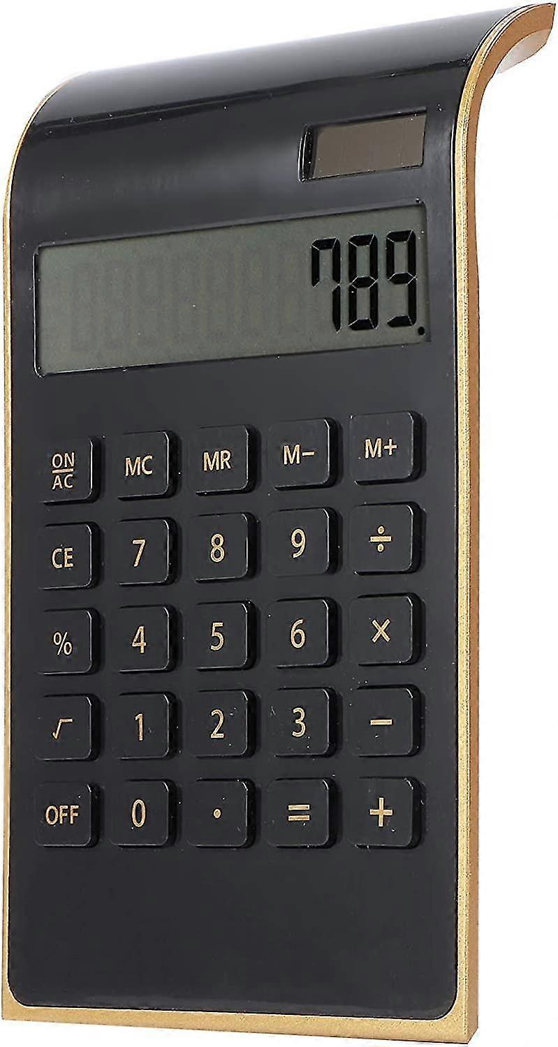 Solar Calculator, Lcd Display Easy To Read Slim Elegant Desk Calculators Compact Size Convenient For Carrying For Students Office Business Home(black)