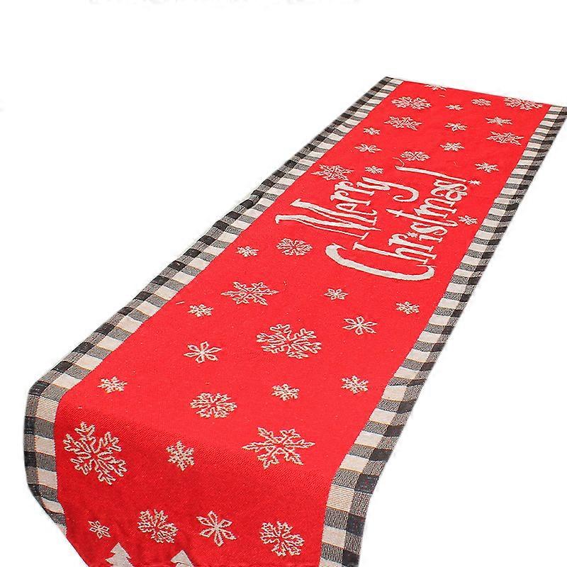 Drapeau de chemin de table de Noël d’impression d’usure résistant à la saleté Drapeau de table de Noël de Noël pour Noël nappe de table décoration anglais flocon de neige modèle