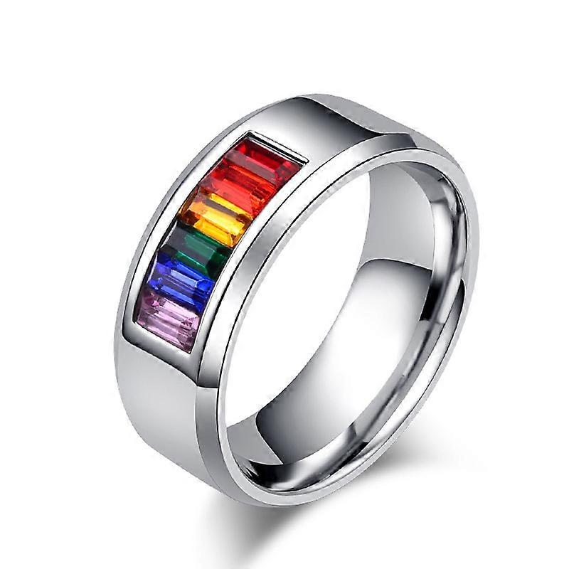 Rainbow Stainless Steel Ring Pride Ring Wedding Ring for Men Wome