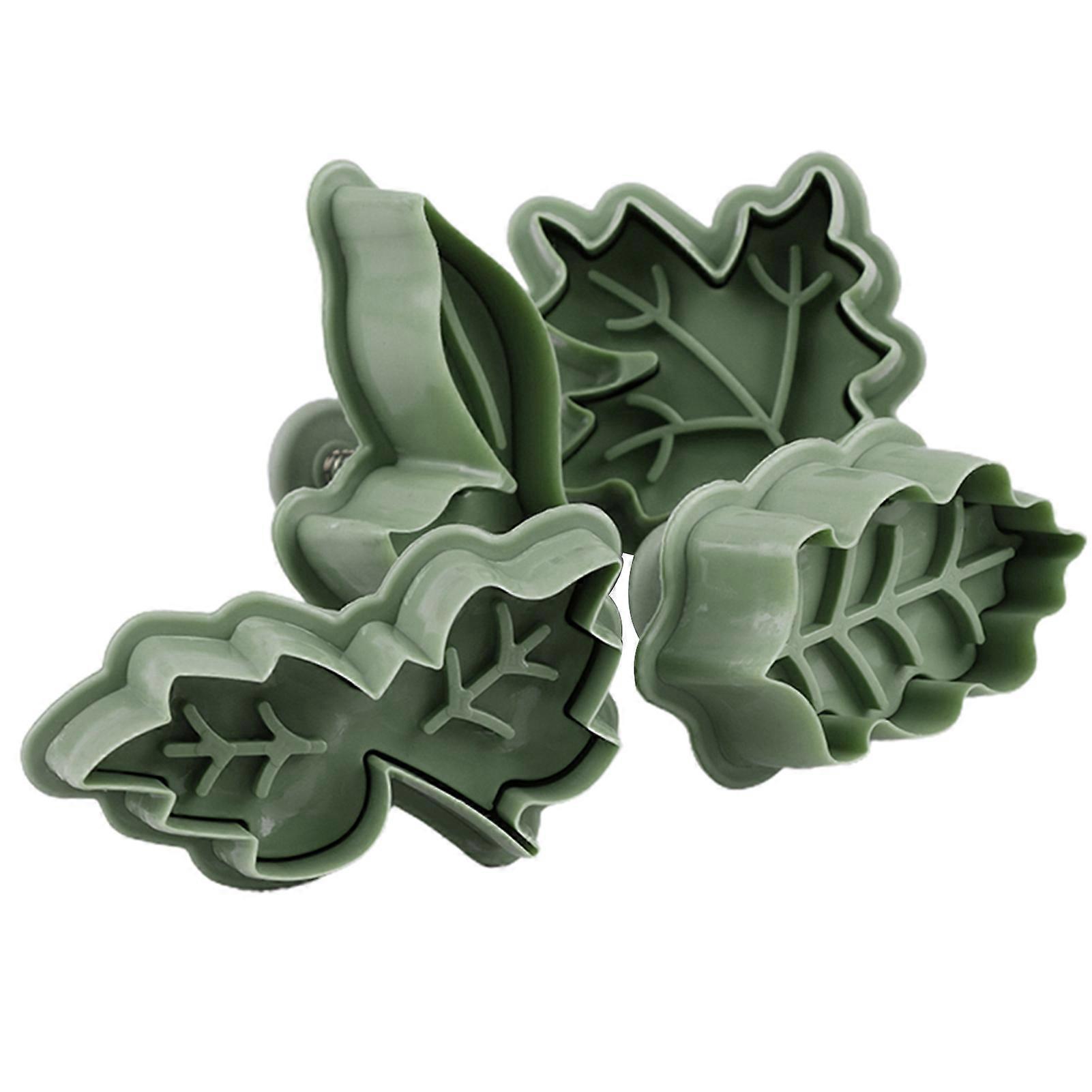 4Pcs/Set Baking Moulds Spring Handle Leaf Shape Quick Demoulding DIY Biscuit Dies Kitchen Tools for Dining Room KAESI