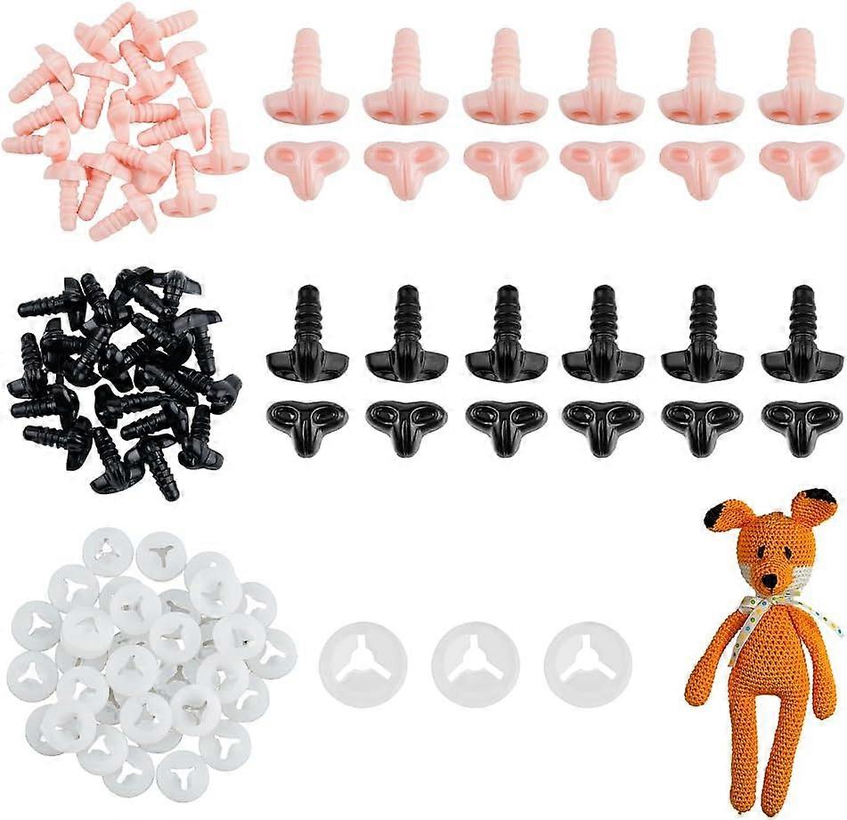 52 Sets Resin Safety Noses 2 Colors Doll Noses with Plug Stuffed Animal Nose for Sewing Making DIY Crafts Puppet Animal Works