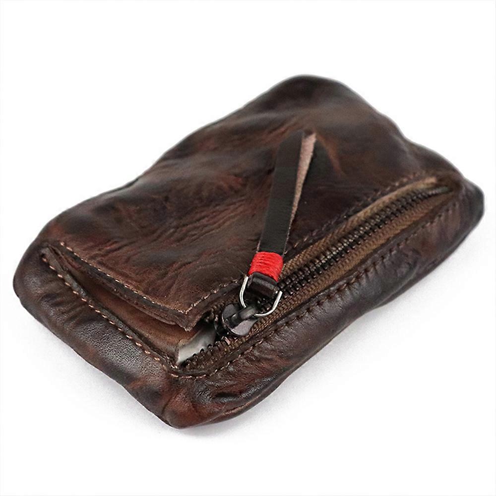Vintage Men's Genuine Leather Mini Coin Purse Card Case Holder Wallet Clutch Male Short Zipper Smal