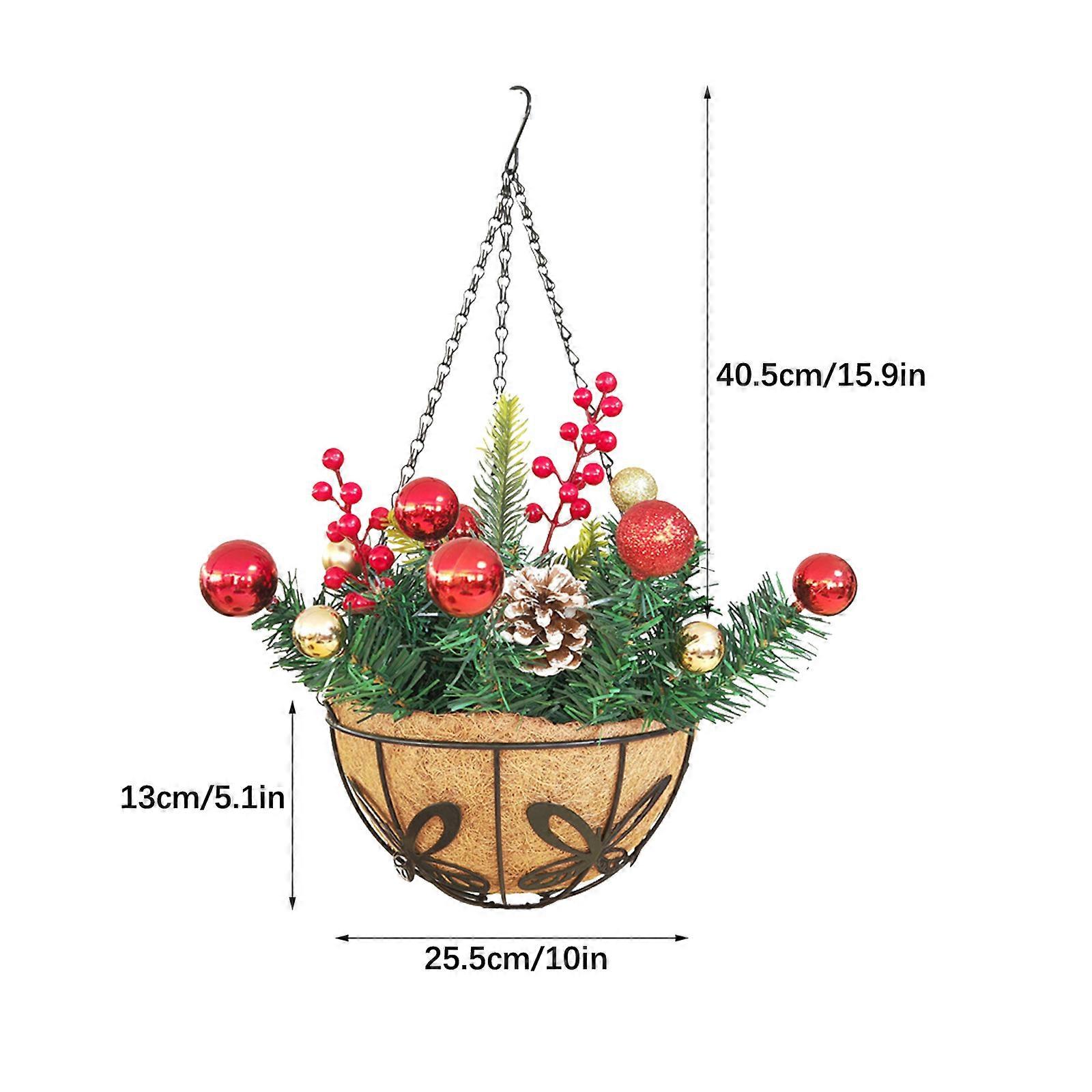 フェスティブ 10インチ ハンギング バスケット、アイアン & ココナッツ マテリアル コンボ