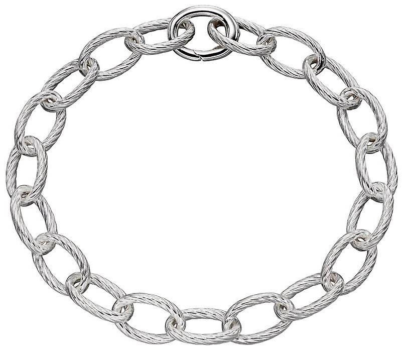 Beginnings Textured Link Charm Carrier Bracelet - Silver