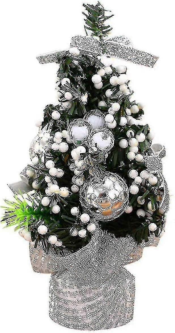 Albero di Natale in miniatura da 20 cm - Decorazione, Mini albero di Natale artificiale (argento)