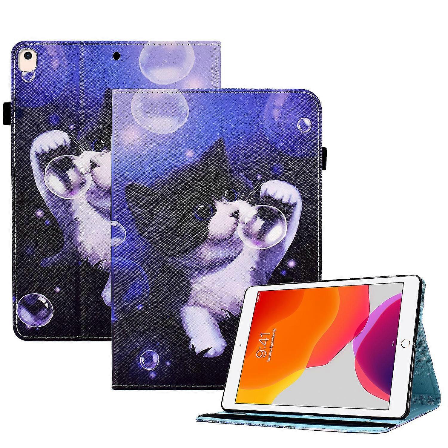 For Ipad 10.2 (2021) / (2020) / (2019) Pattern Printing Tablet Case Pu Leather Stand Elastic Band Protective Cover