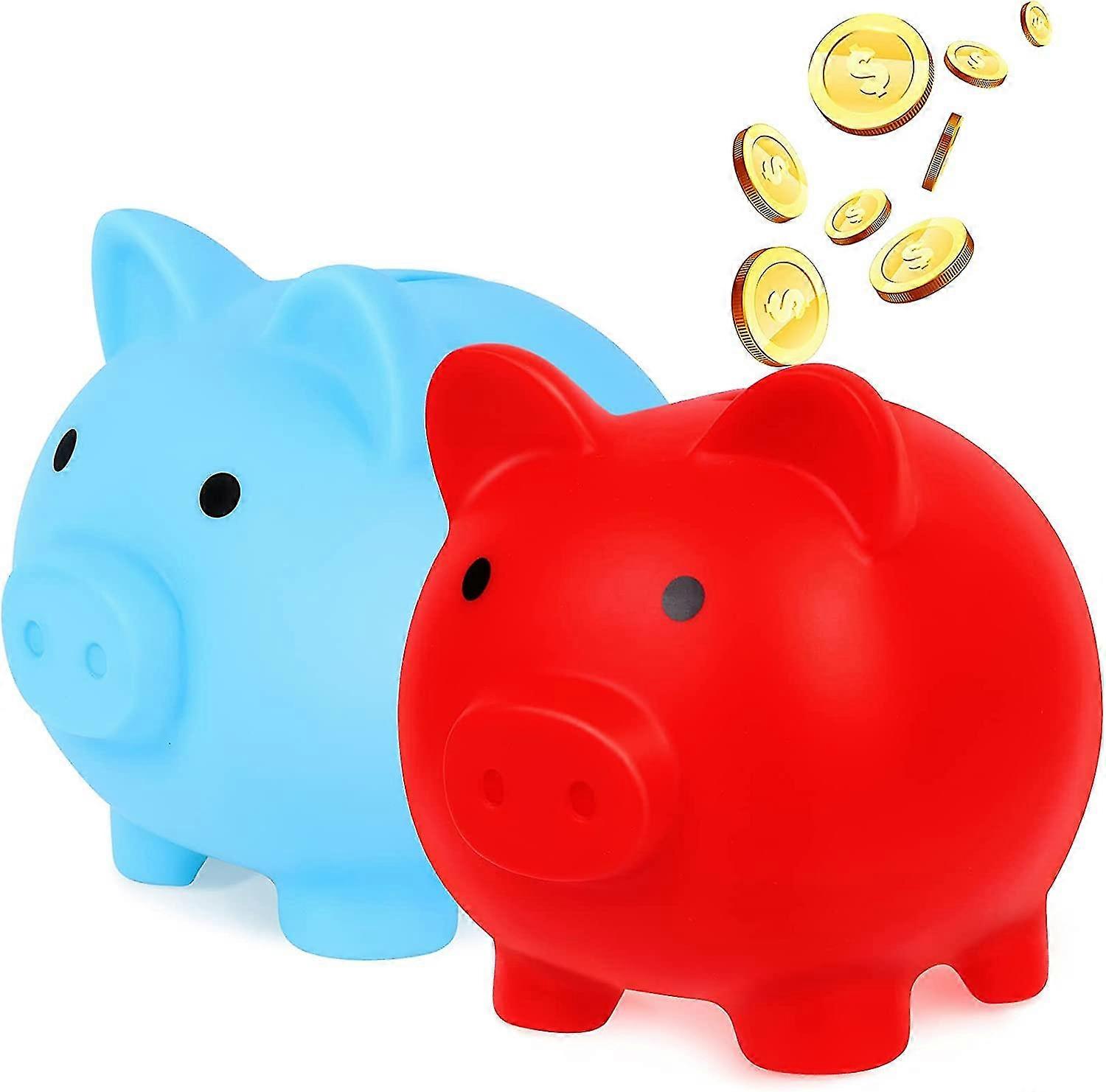 新しい - 2個かわいい貯金箱プラスチック豚マネーバンク大人貯金箱豚貯金箱コインバンクプラスチック