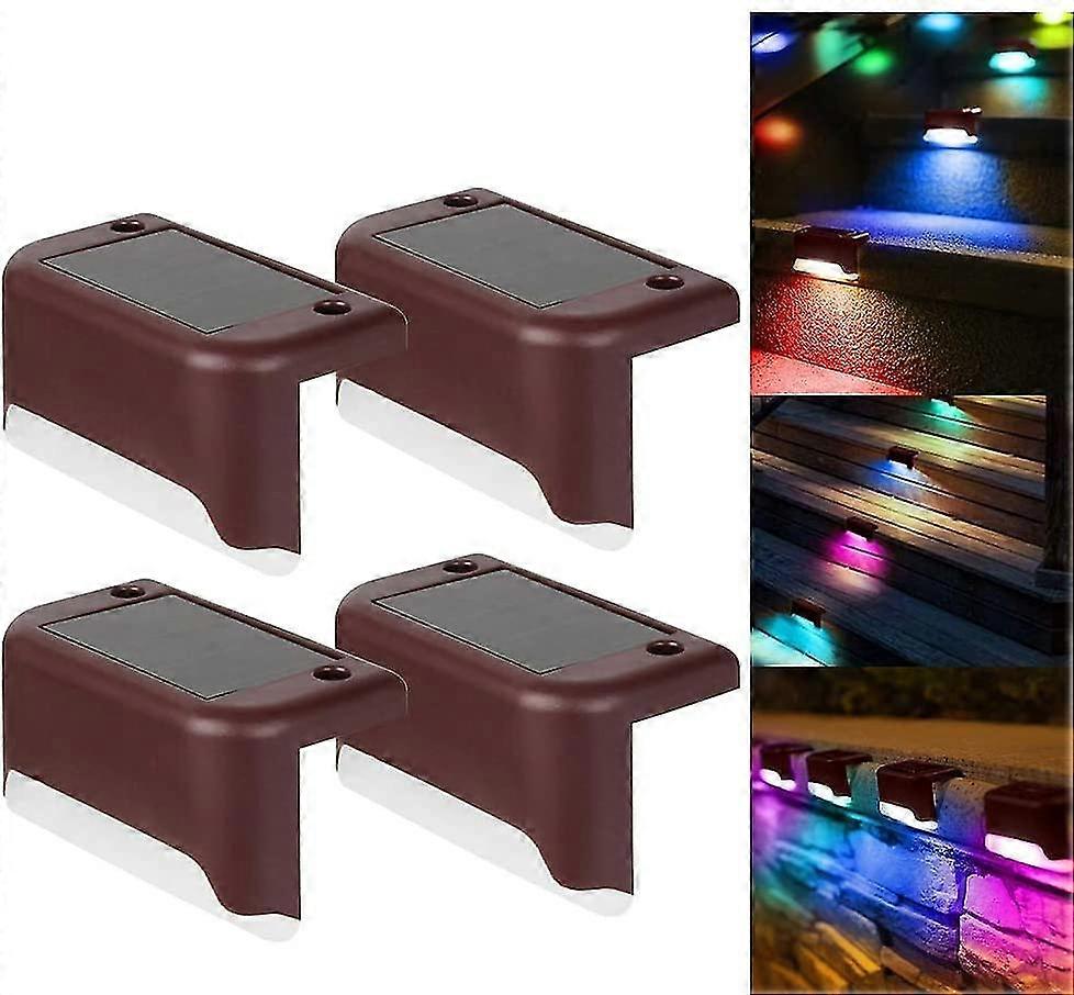 4パックソーラーデッキライトは、屋外ステップフェンスのための防水フェンスライトを導いたソーラーステップライト