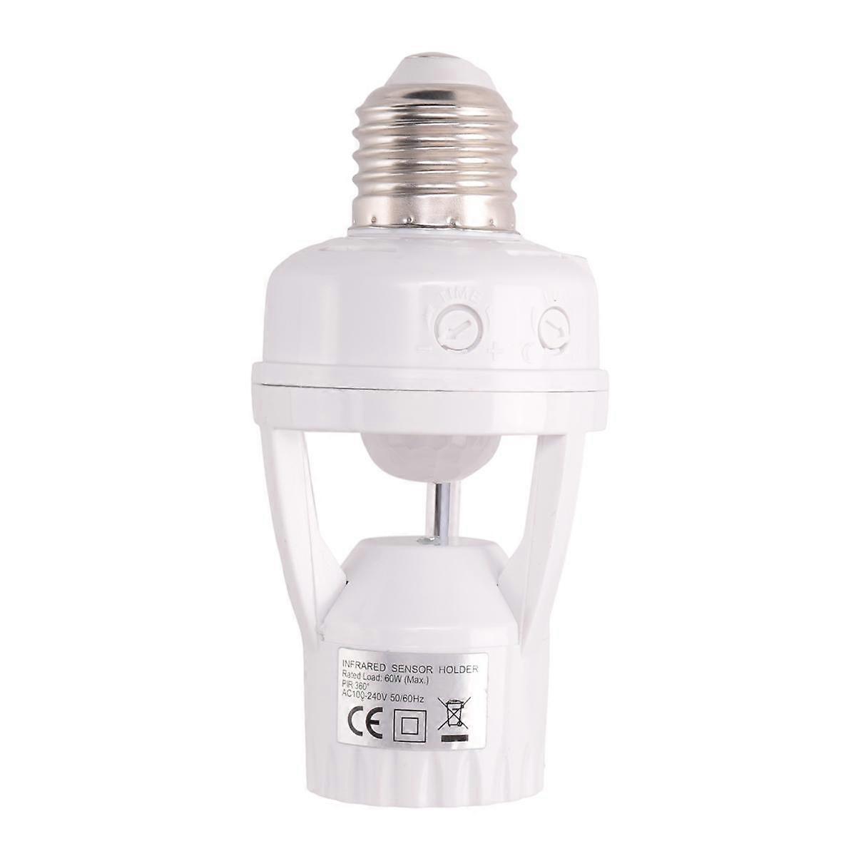 E27 LED 220V Screw Light Bulb Holder LED PIR Infrared Motion Sensor Lamp with Switch Socket Identify E27 Motion Sensor