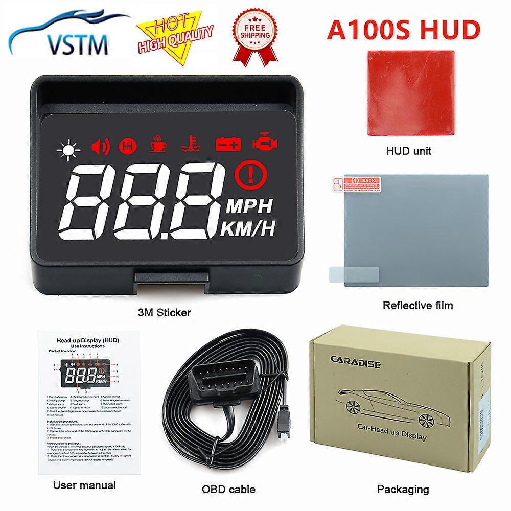 A100S Car HUD Head Up Display OBD2 EUOBD Overspeed Warning Auto Electronic Voltage Alarm Better Than A100 HUD