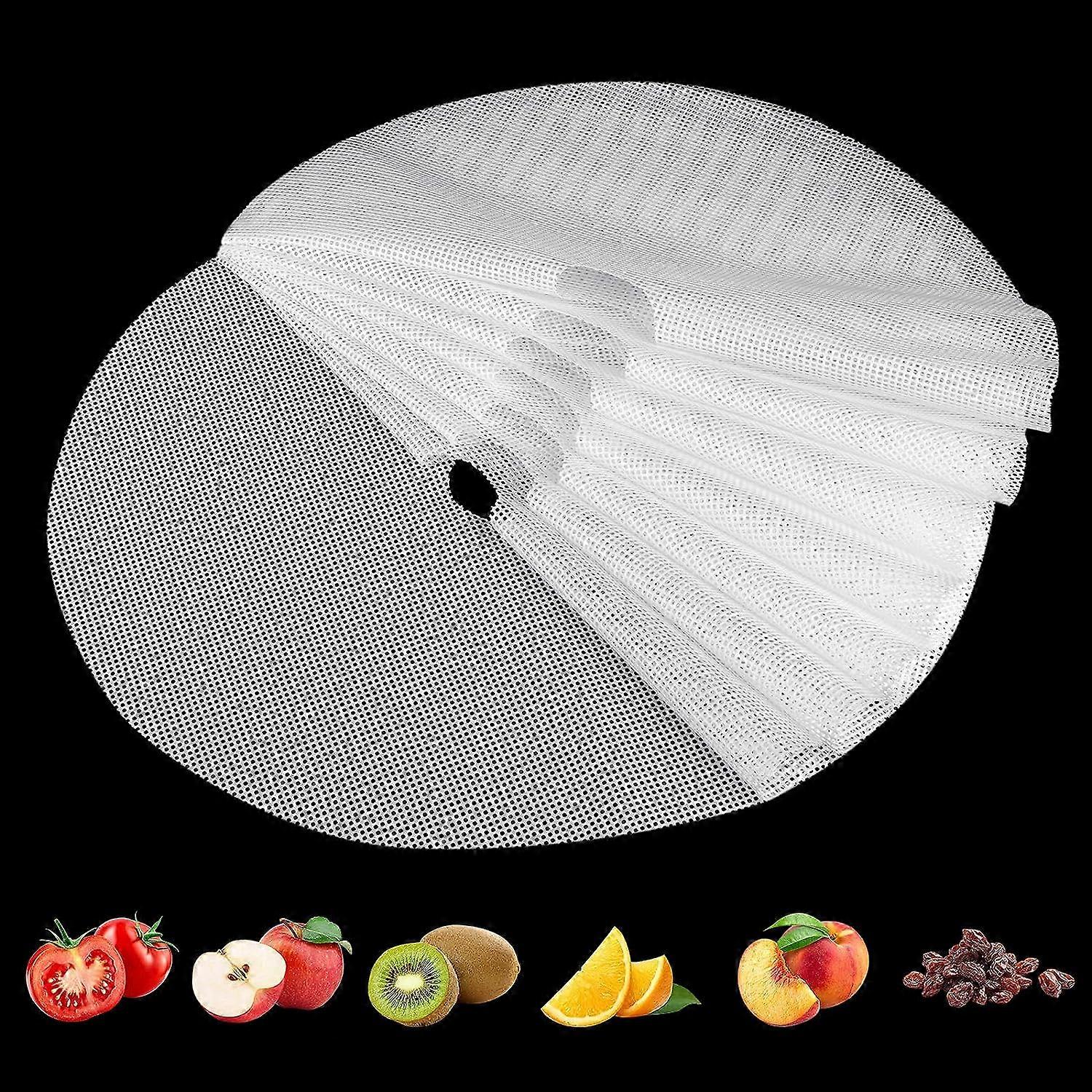 (Pack of 8) Round Silicone Dewatering Sheets, Premium Non-Stick Silicone Mesh for Fruit Dehydrators, Reusable Tray Liners (Round 13" Diameter)