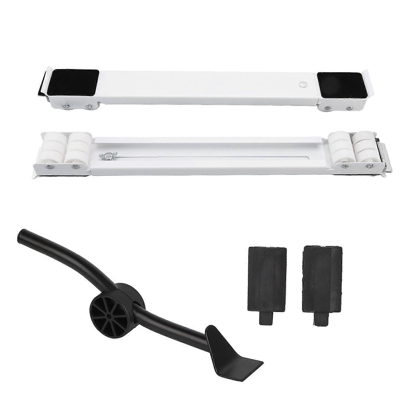 Universal Appliances Pulley Bracket 300KG Load Bearing Retractable Moving Rollers Base with Pry Bar for Washing Machine White