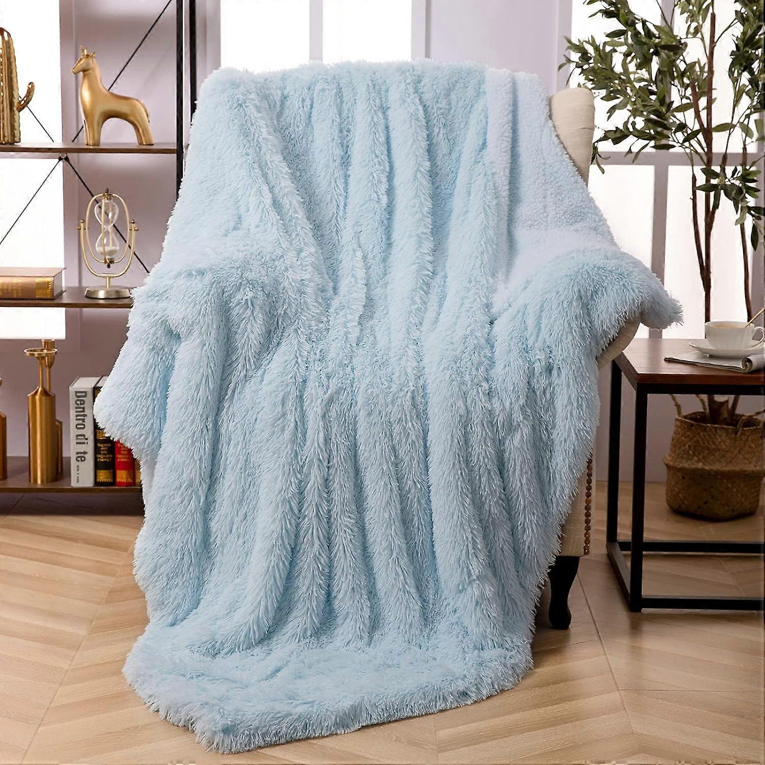 Faux Fur Throw Blanket, Super Soft Lightweight Shaggy Fuzzy Blanket Warm Cozy Plush Fluffy Decorative Blanket for Couch,Bed,Chair