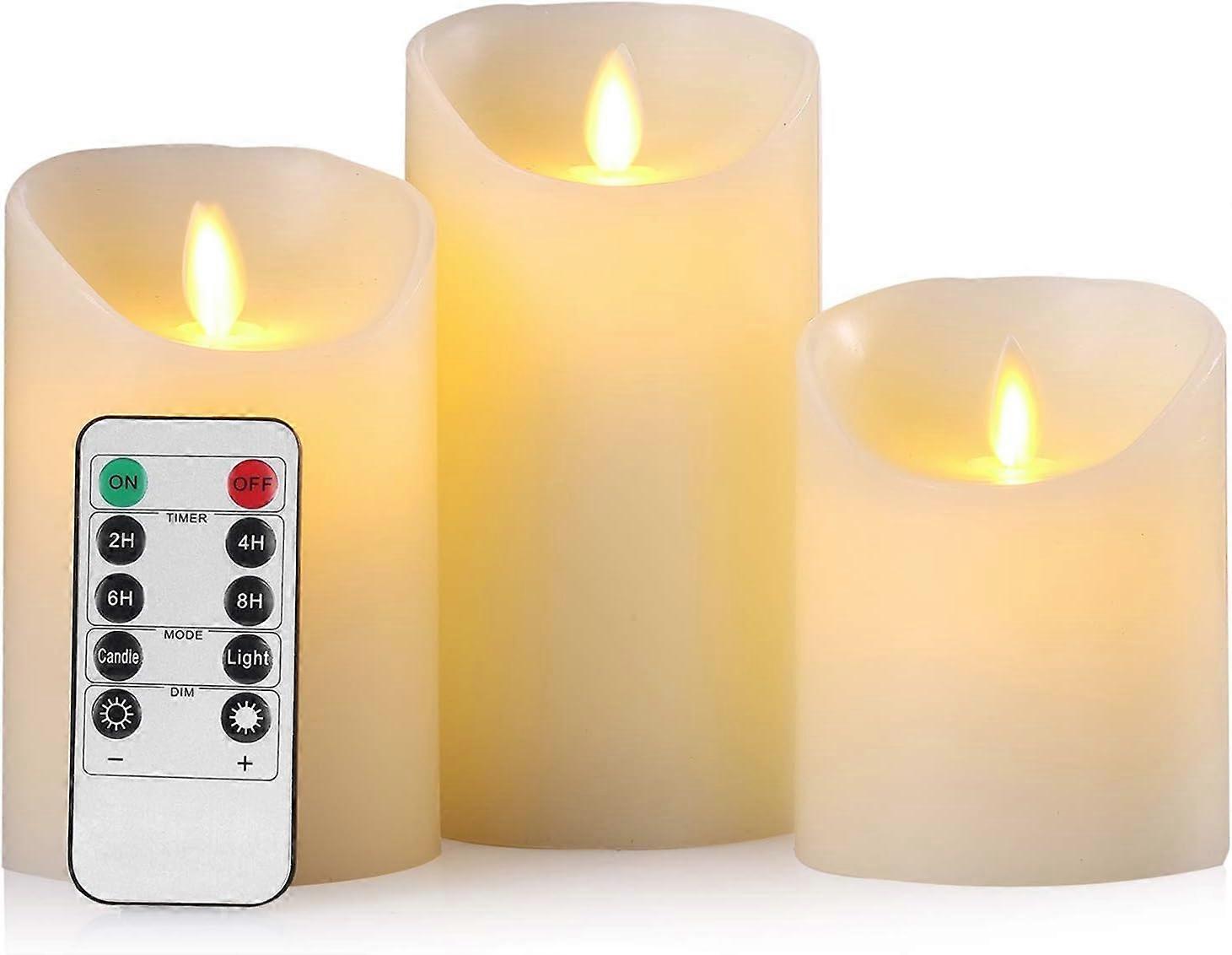 3PC Flameless LED Electric Candles with Remote Control and  Timer