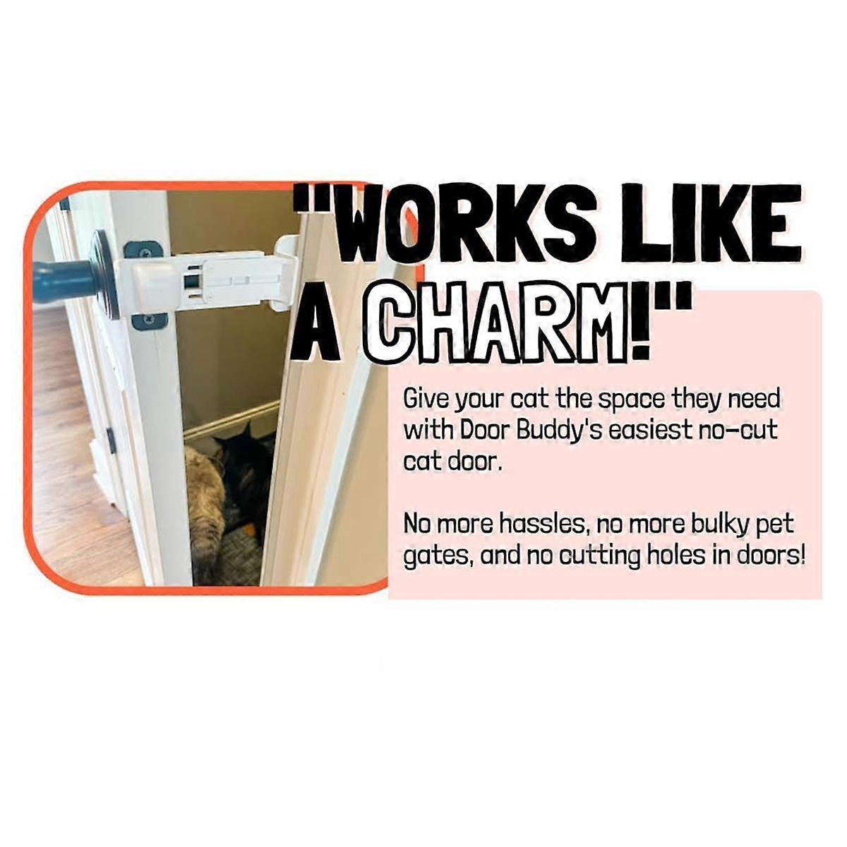 猫用ドアプロップ - ペットのために室内ドアを開いたままにできる最も簡単な猫用ドアラッチホルダー - 犬に安全な猫用給餌ステーション