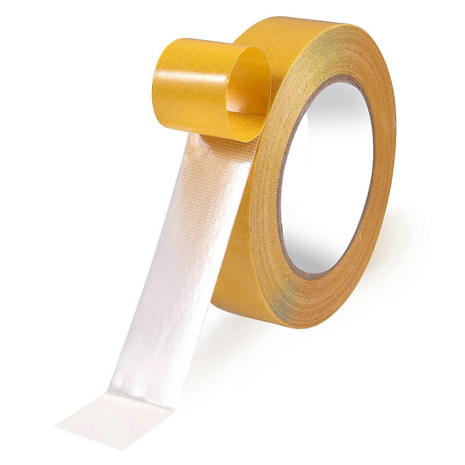 1 roll Double Sided Tape Heavy Duty, 1.18inch x 66ft(20m) Super Sticky Clear Tape Fabric Double Sided Adhesive Tape Strong Wall Double Sided Tape with