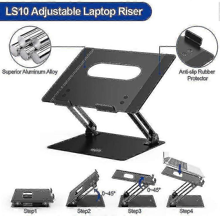Laptop Stand Ergonomic Aluminium Computer Elevator Multi-angle Laptop Riser With Heat-vent Adjustable Holder