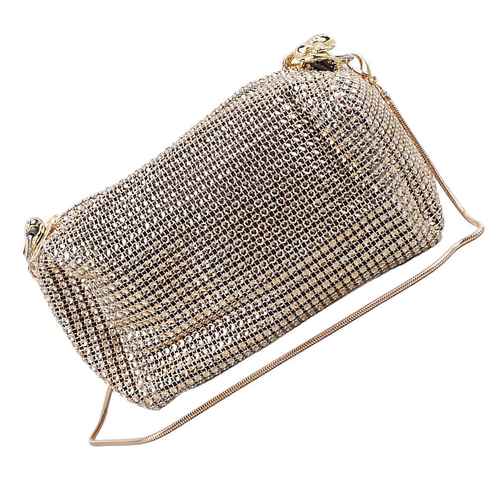 Chain shiny shoulder bag with adjustable shoulder strap