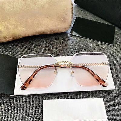 BEGREAT Hot Sunglasses Women Trendy Rimless Sun Glasses Grandma's Chain With Trimmed Large Square frame