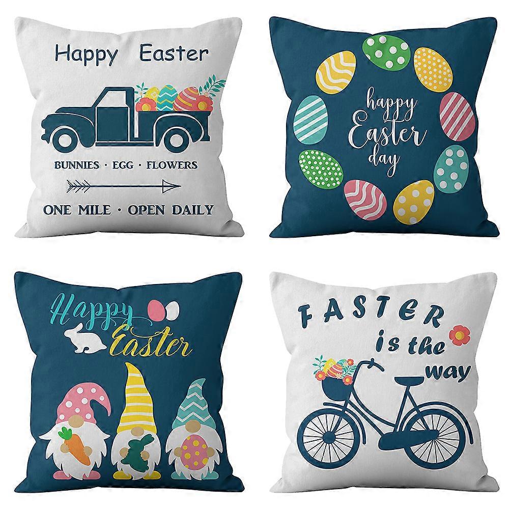 1 Set 4 Pcs Easter Home Sofa Throw Pillow Covers Pillow Protectors (Assorted Color)