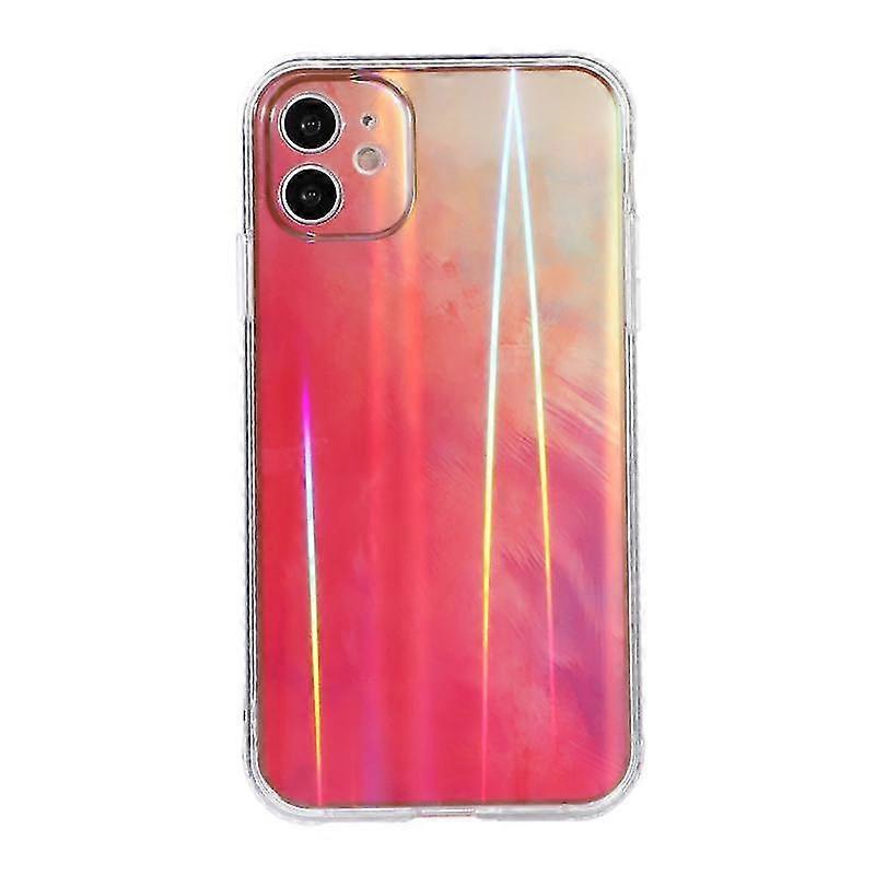 For Iphone 11 Pro Max Imd Rendering Watercolor Aurora Pattern Shockproof Tpu + Pc Protective Case (berry Color)