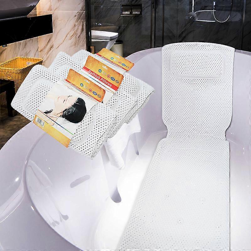 Extra Long Bathtub Shower Mats Non-Slip with Suction Cups and Pillow