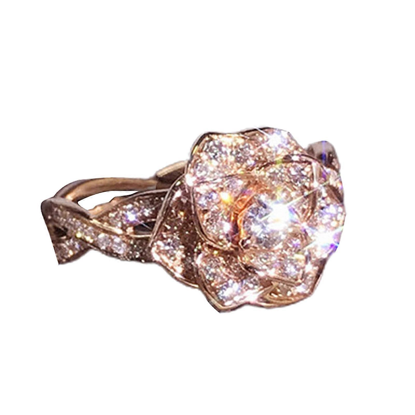 Women Ring Rose Rhinestones Jewelry Lightweight Fashion Appearance Finger Ring for Wedding