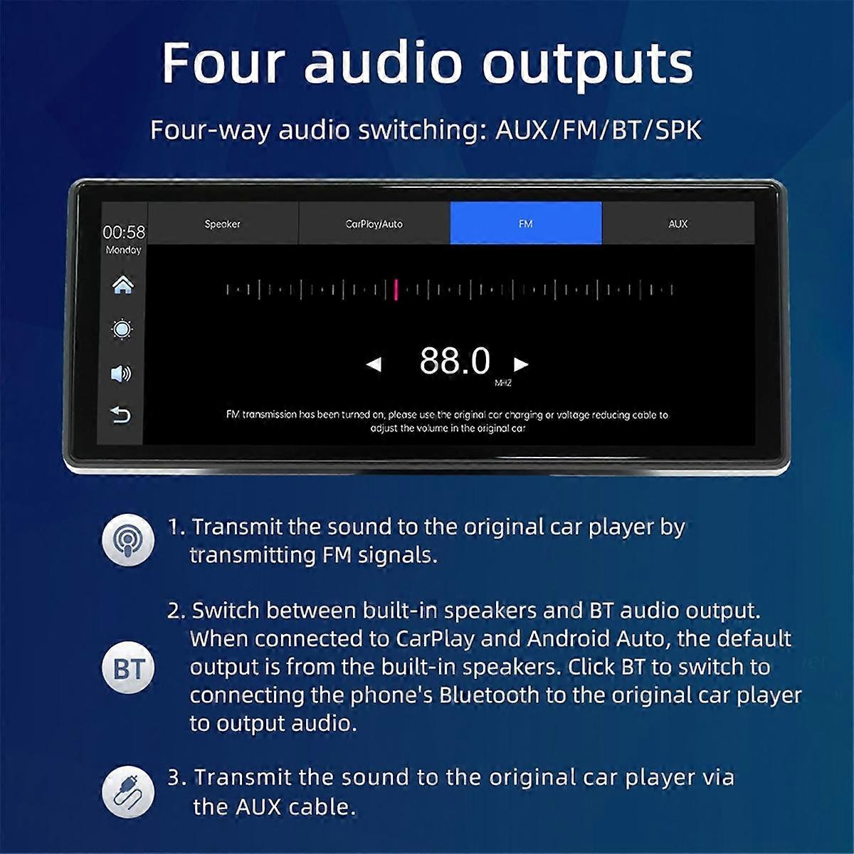 Car 8.1 Inch Bluetooth Portable Screen GPS Navigation Display Wireless Carplay MP5 Player Driving Recorder Supprot 2K