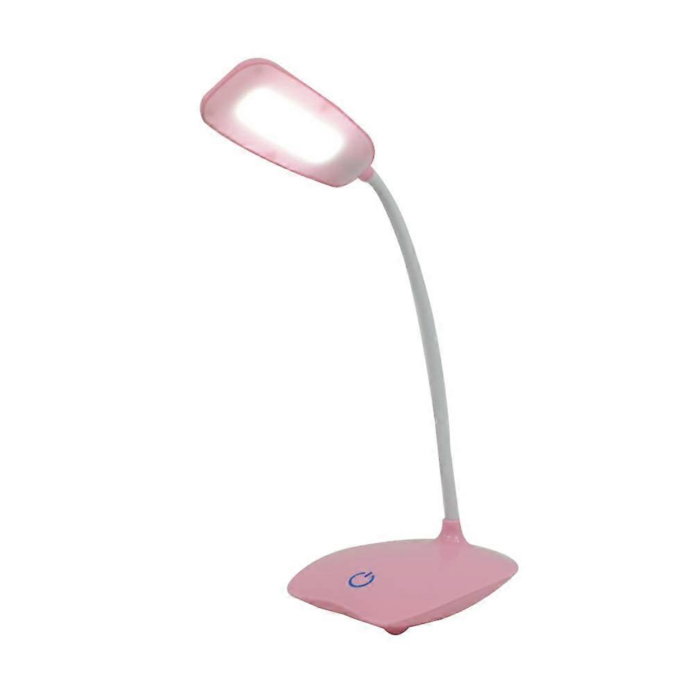 1pc LED Touch Control Dimming Table Lamp USB Rechargeable Three Settings Flexible Reading Desk Light Pink
