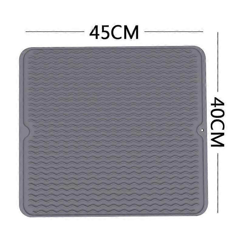 Gray Silicone Drying Mat, 45*40CM ,Drying Mat Set - Anti-Bacterial Dish Draining Mat