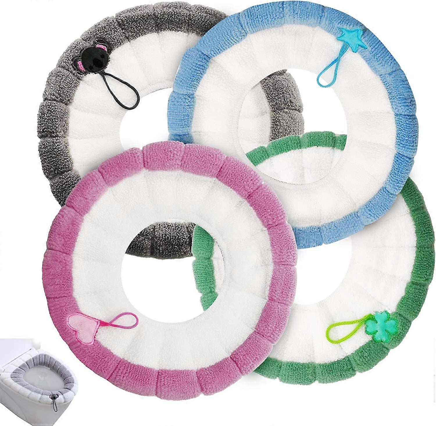 4 قطع وسادة مرحاض الحمام الناعمة الحجم العالمي غطاء مقعد المرحاض حصيرة أفخم دافئ قابل للغسل