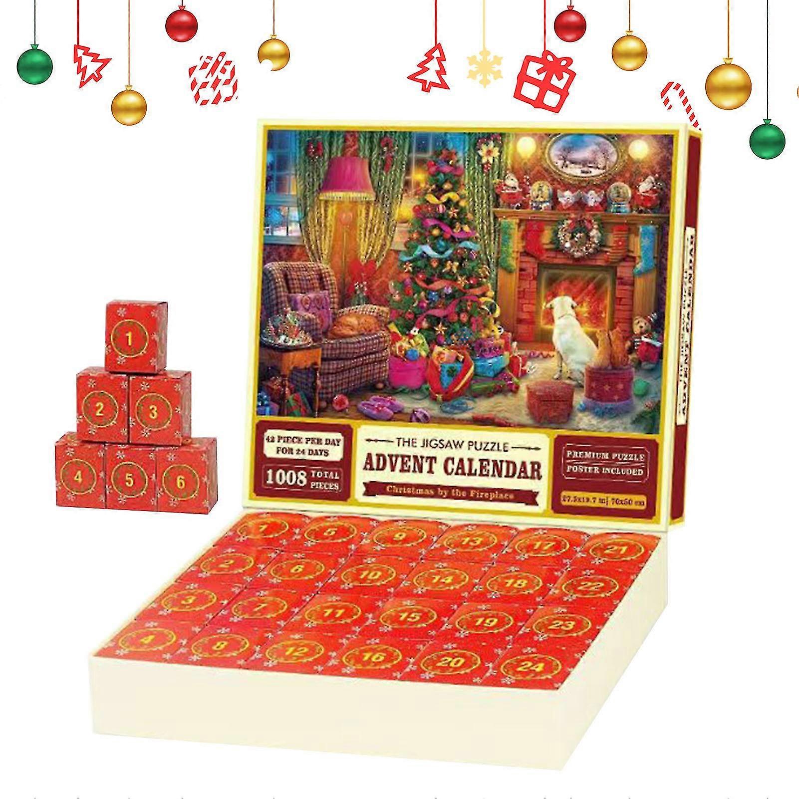 Christmas Puzzle Advent Calendar 2023, 1008 Pieces Puzzle Blind box 24 Days Christmas Countdown-A-