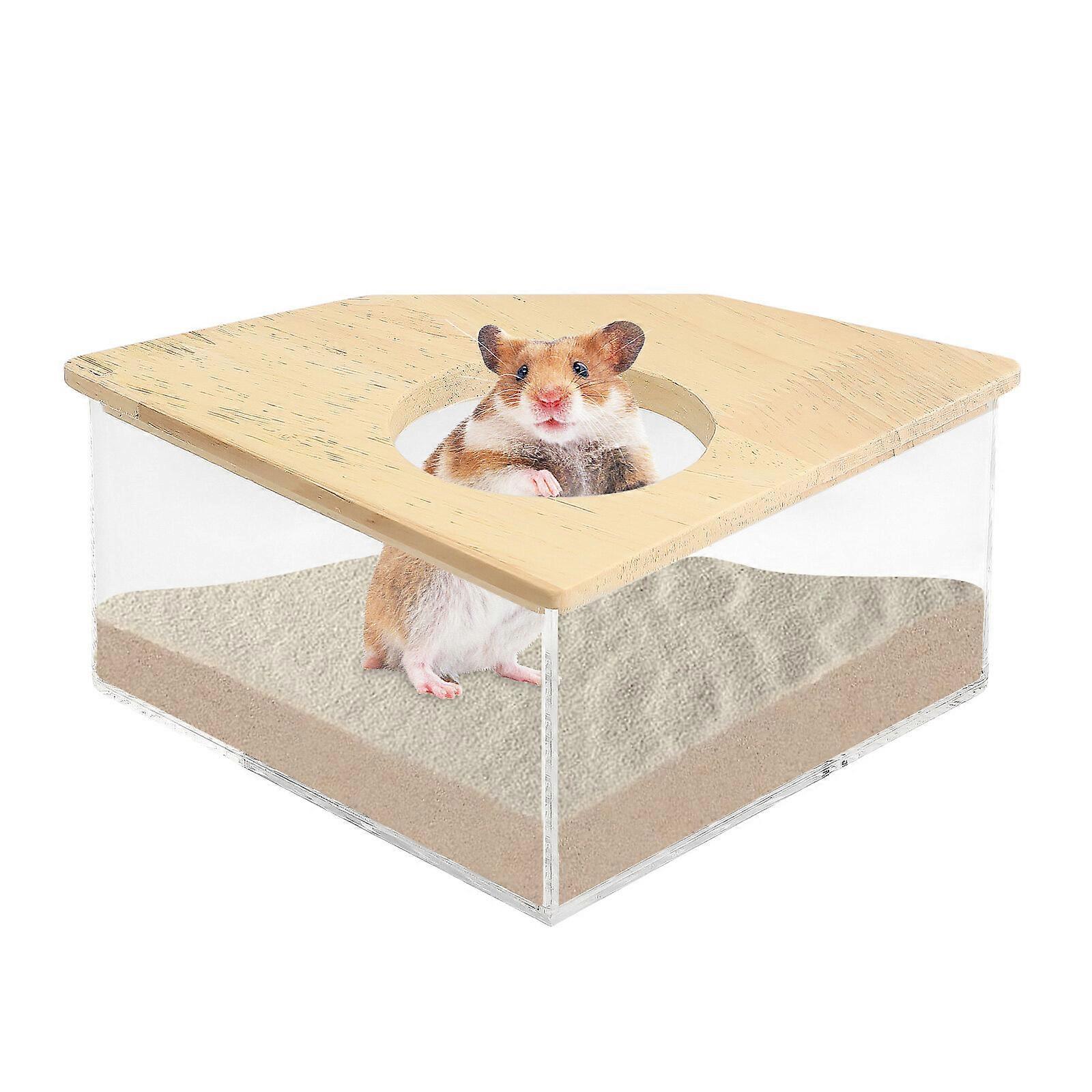Acrylic Geometric Hamster Bathroom for Dwarf Hamster - Large Spill-proof Space, HD Transparent, Durable (Round)