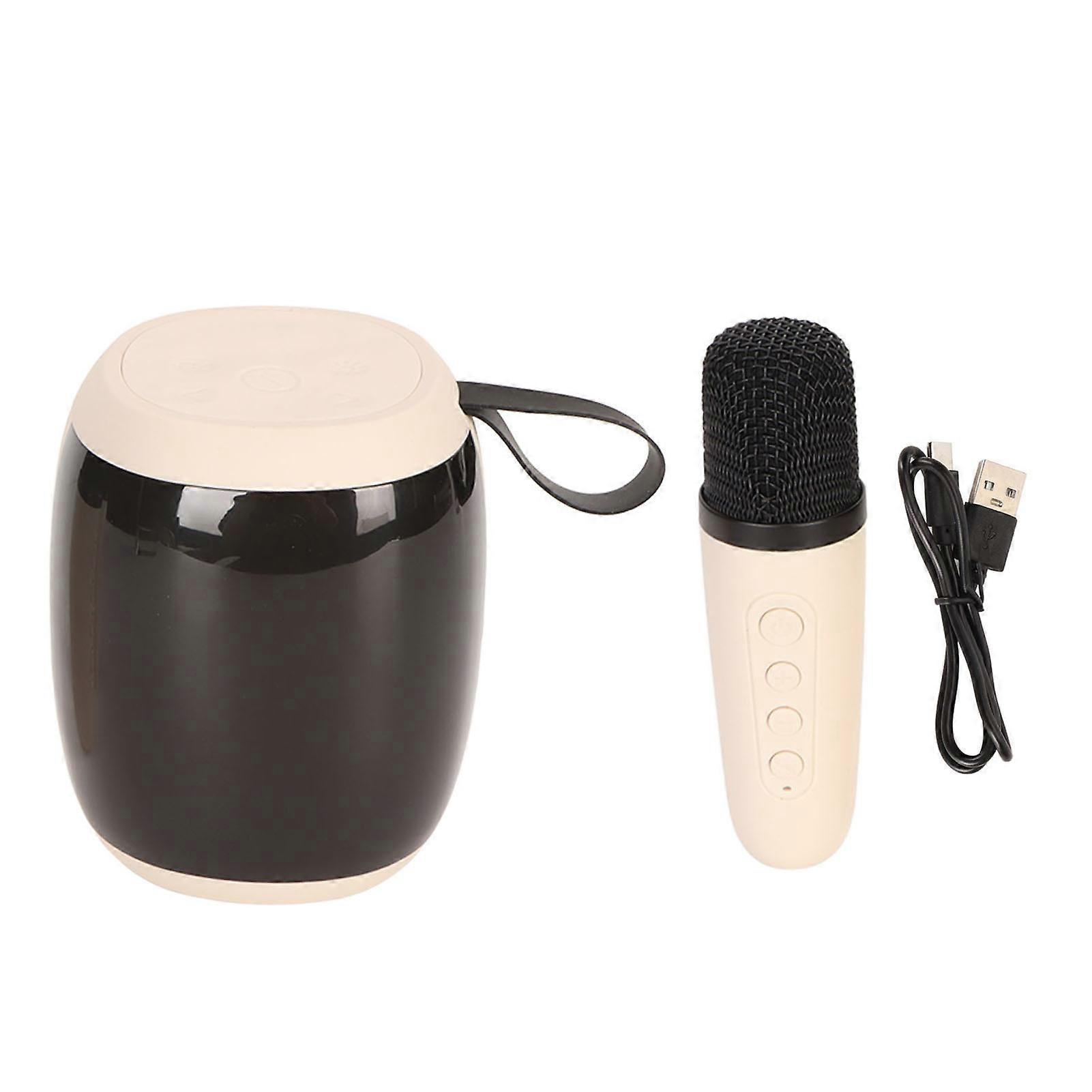 Microphone Bluetooth Speaker RGB Light Mini Karaoke Machine with Single Microphone for Household Party White