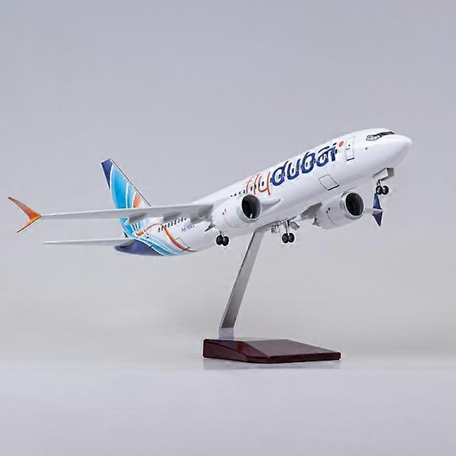 1/85 Scale 47CM Airplane 737MAX B737 MAX Aircraft Fly Dubai Airline W Light and Wheel Diecast Resin Plane Model Toy Collection
