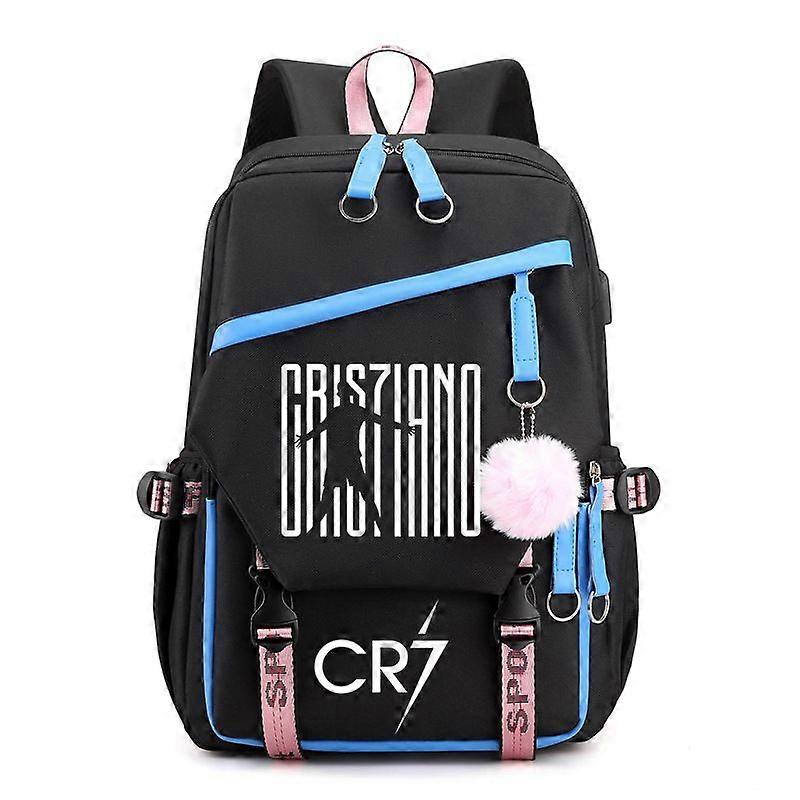 CR7 ילדים בנות בנים תיקי בית ספר נשים תרמיל USB בד תיק נער תרמיל תרמיל תיק ספרים משופע