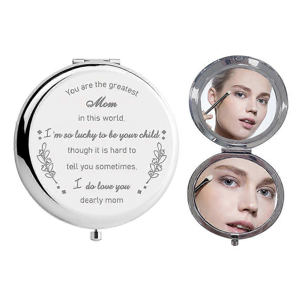 304 Stainless Steel Customization Mirror Flat Round with Word Floral Pattern 7x6.5cm