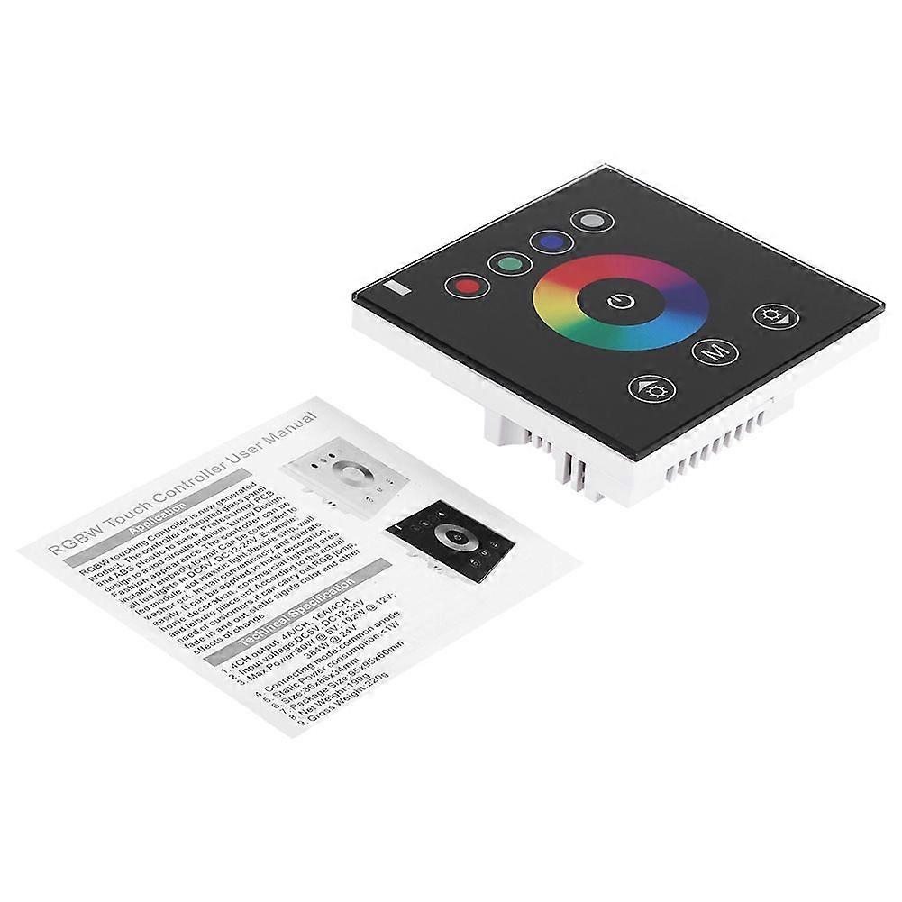 12-24V 4 Channels RGBW LED Light Controller Dimmer Wall-mounted Touch Switch Panel (Black)